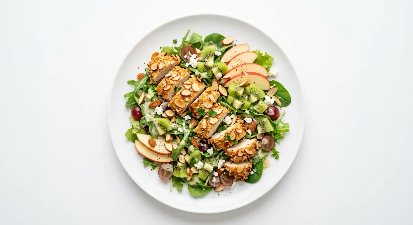 Almond-Crusted Chicken Salad with Apple and Kiwi