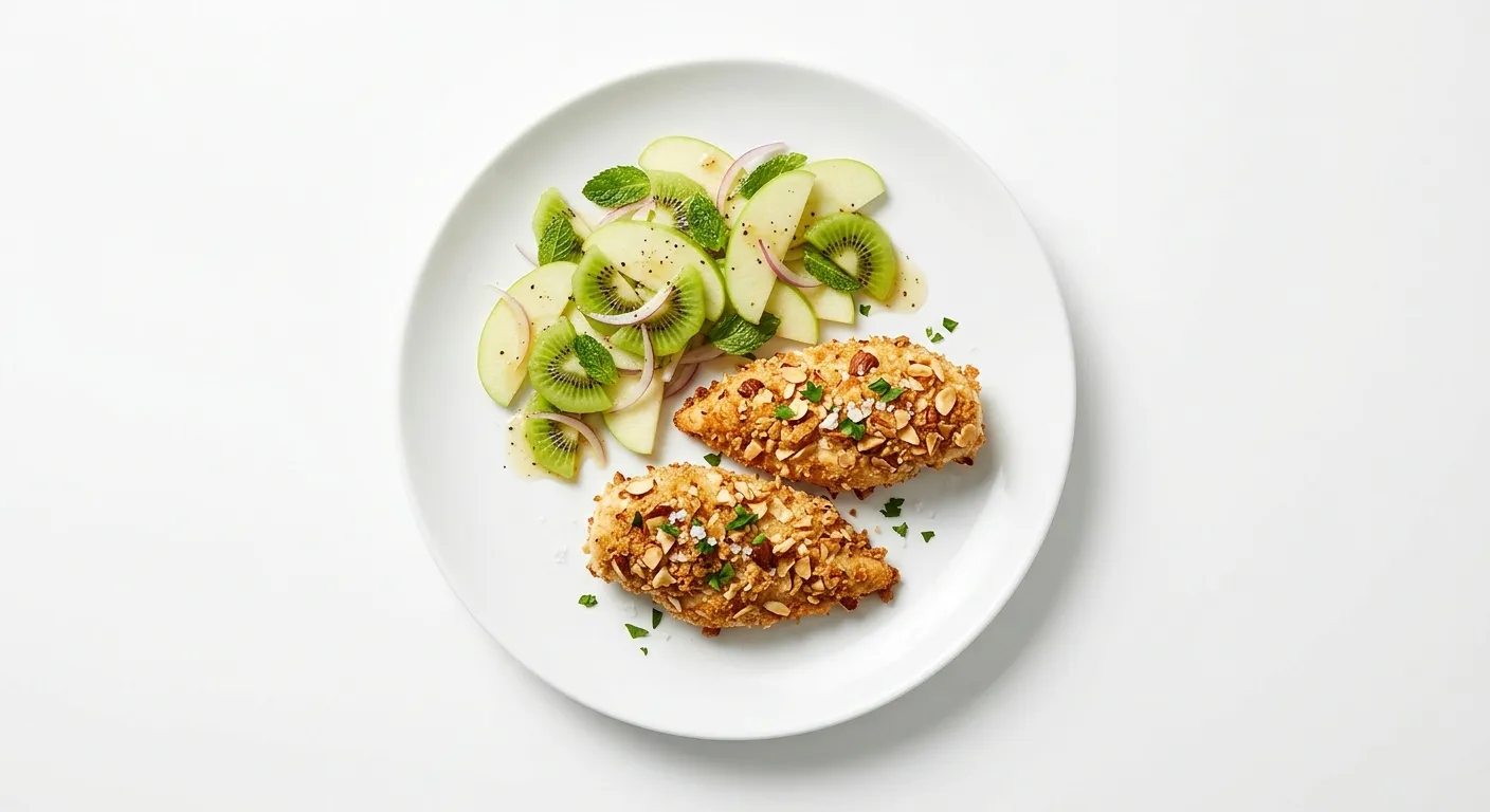 Almond-Crusted Chicken with Apple and Kiwi Salad