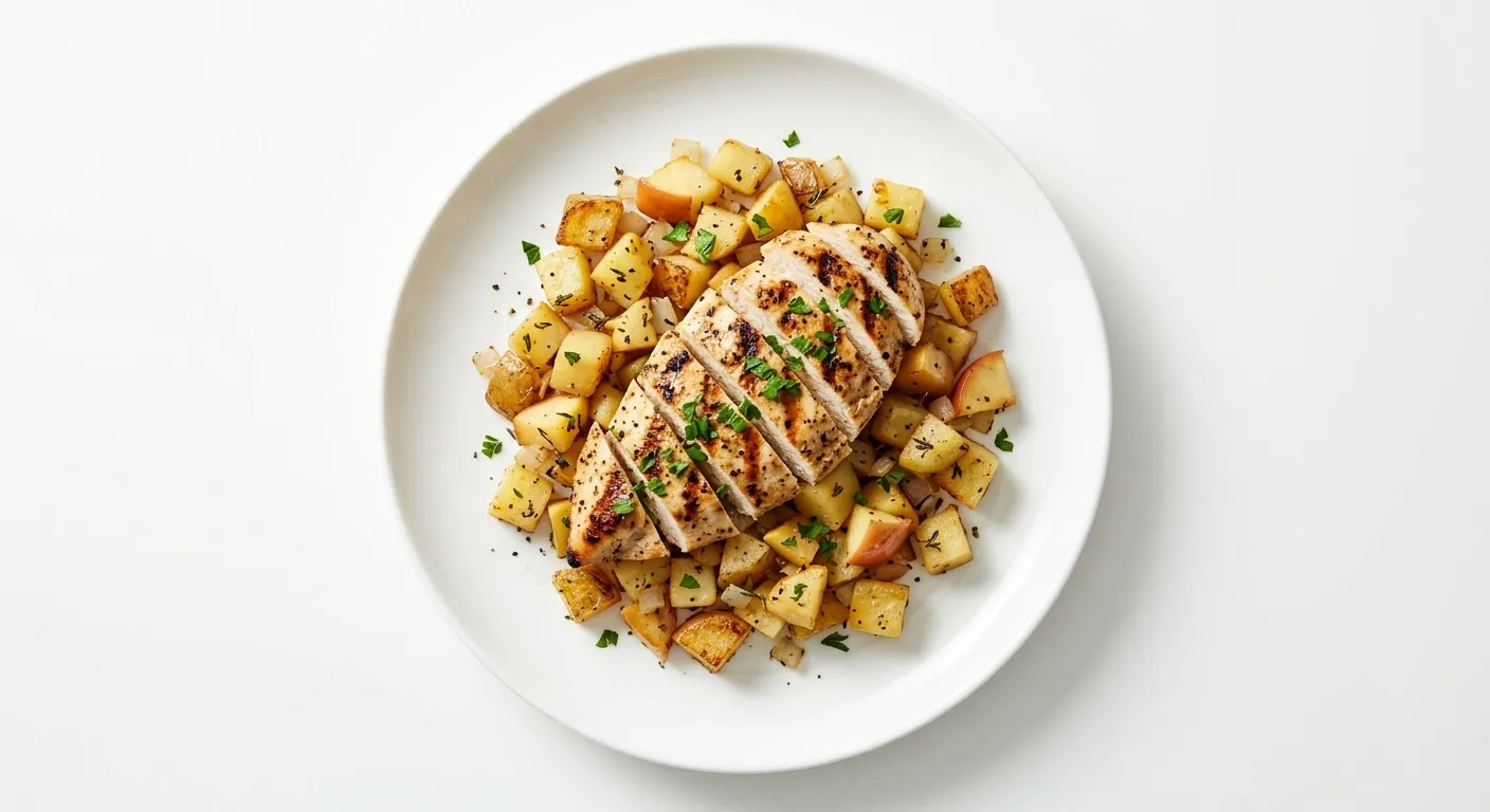 Apple and Potato Hash with Grilled Chicken