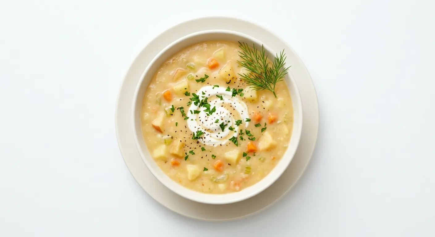 Apple and Potato Soup with Carrot and Celery