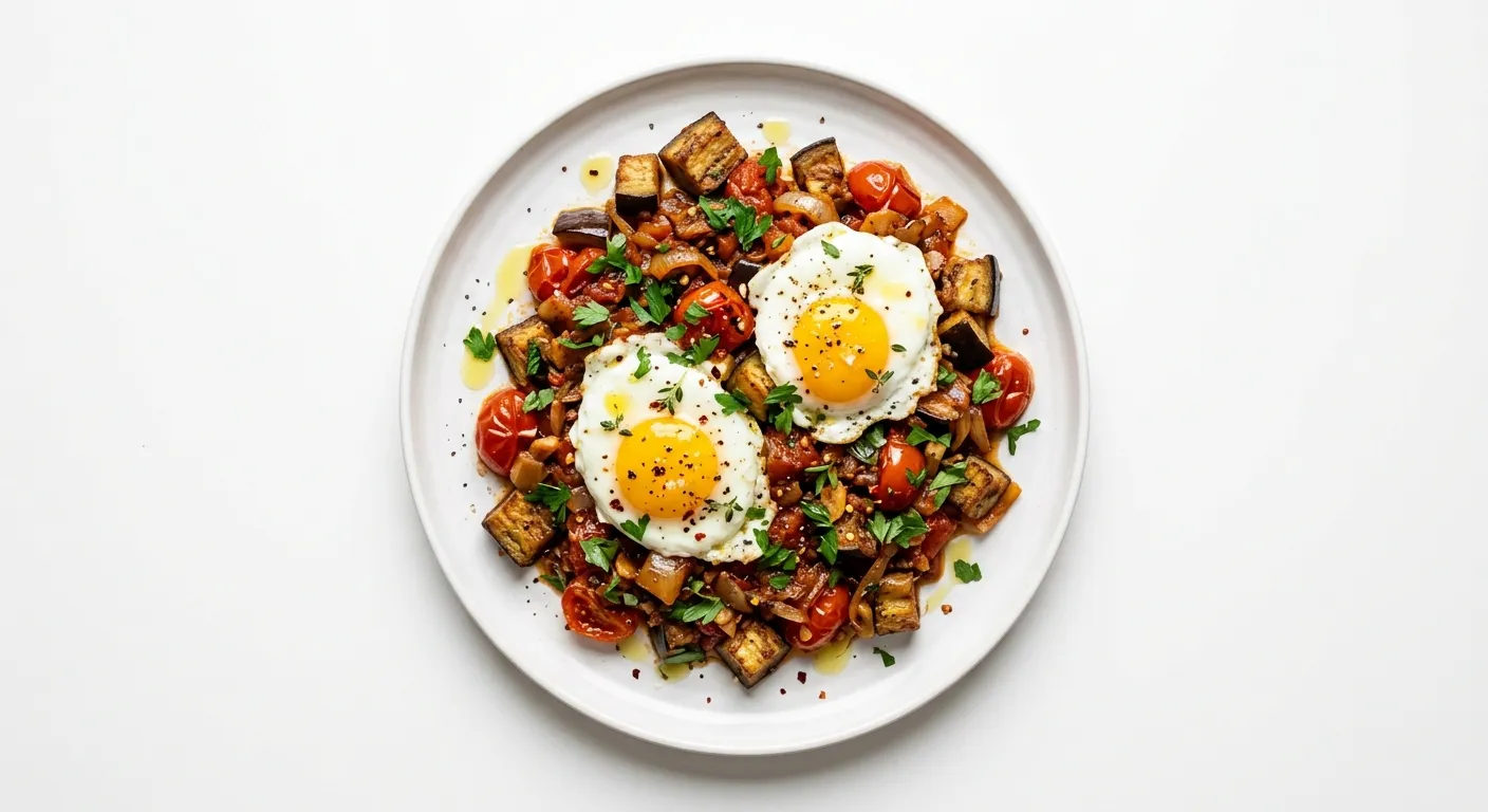 Aubergine and Tomato Breakfast Hash