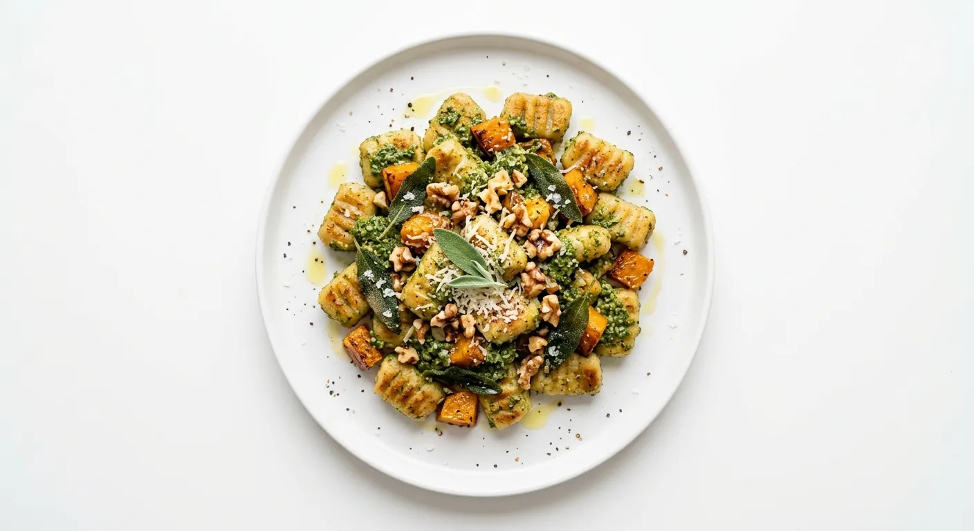 Autumnal Butternut Squash and Sage Gnocchi with Walnut Pesto