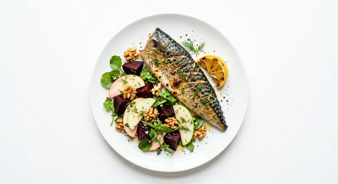 Autumnal Grilled Mackerel with Beetroot and Apple Salad