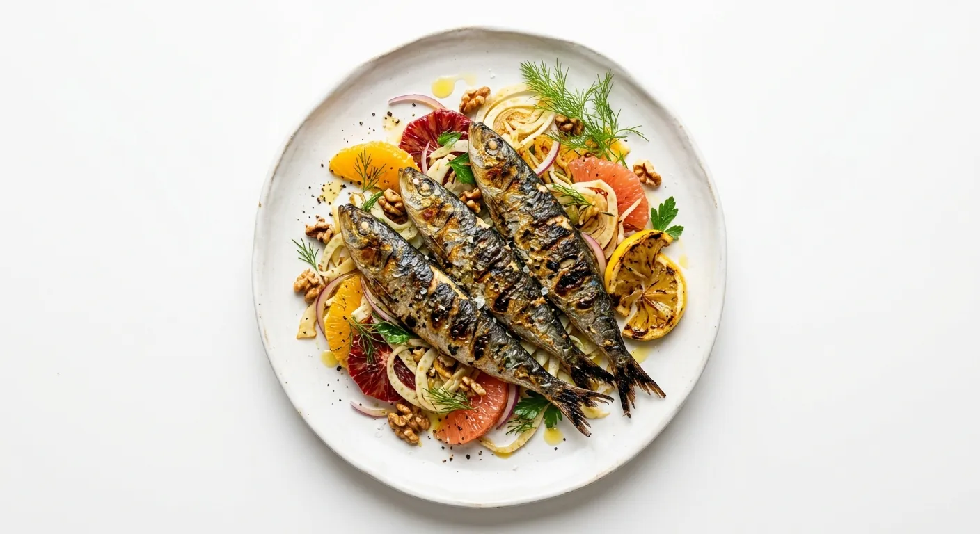 Autumnal Grilled Sardines with Fennel and Citrus Salad