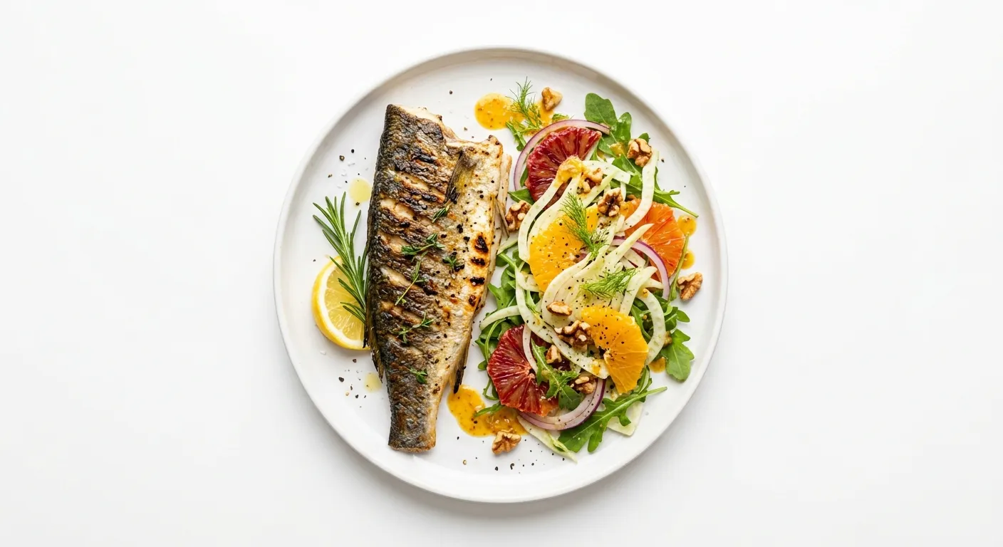 Autumnal Grilled Sea Bass with Fennel and Orange Salad