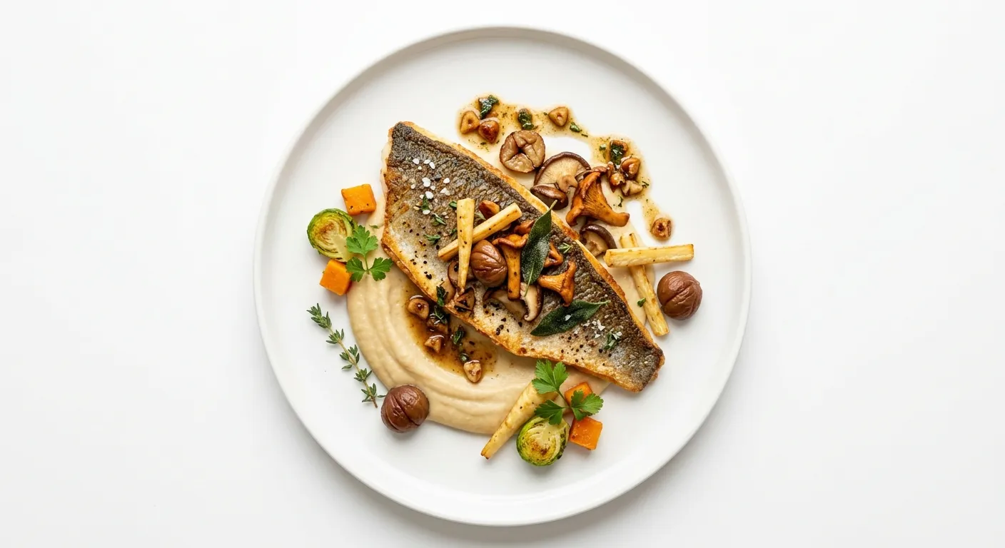 Autumnal Sea Bass with Chestnut and Parsnip Puree