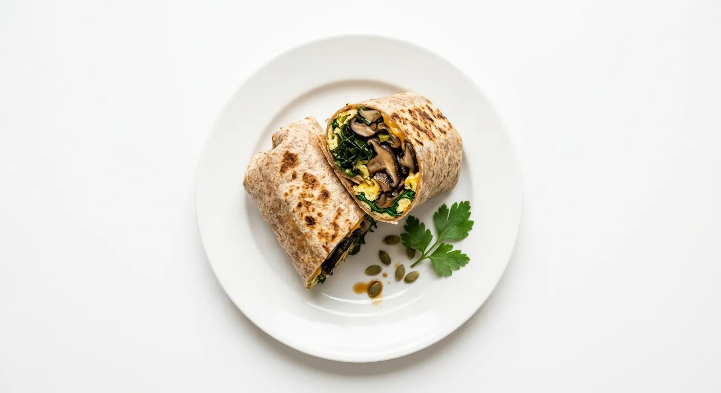 Autumnal Seaweed and Mushroom Breakfast Wrap