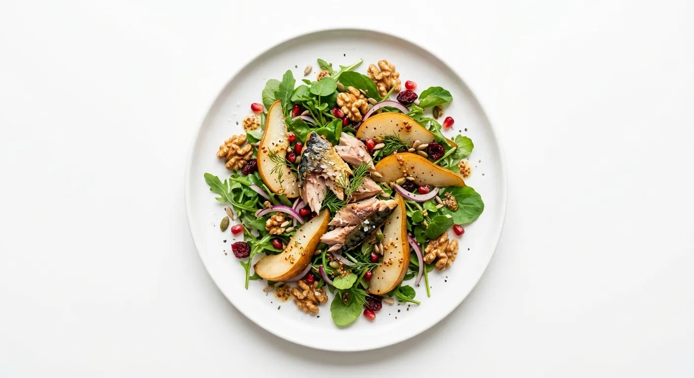 Autumnal Smoked Mackerel and Pear Breakfast Salad