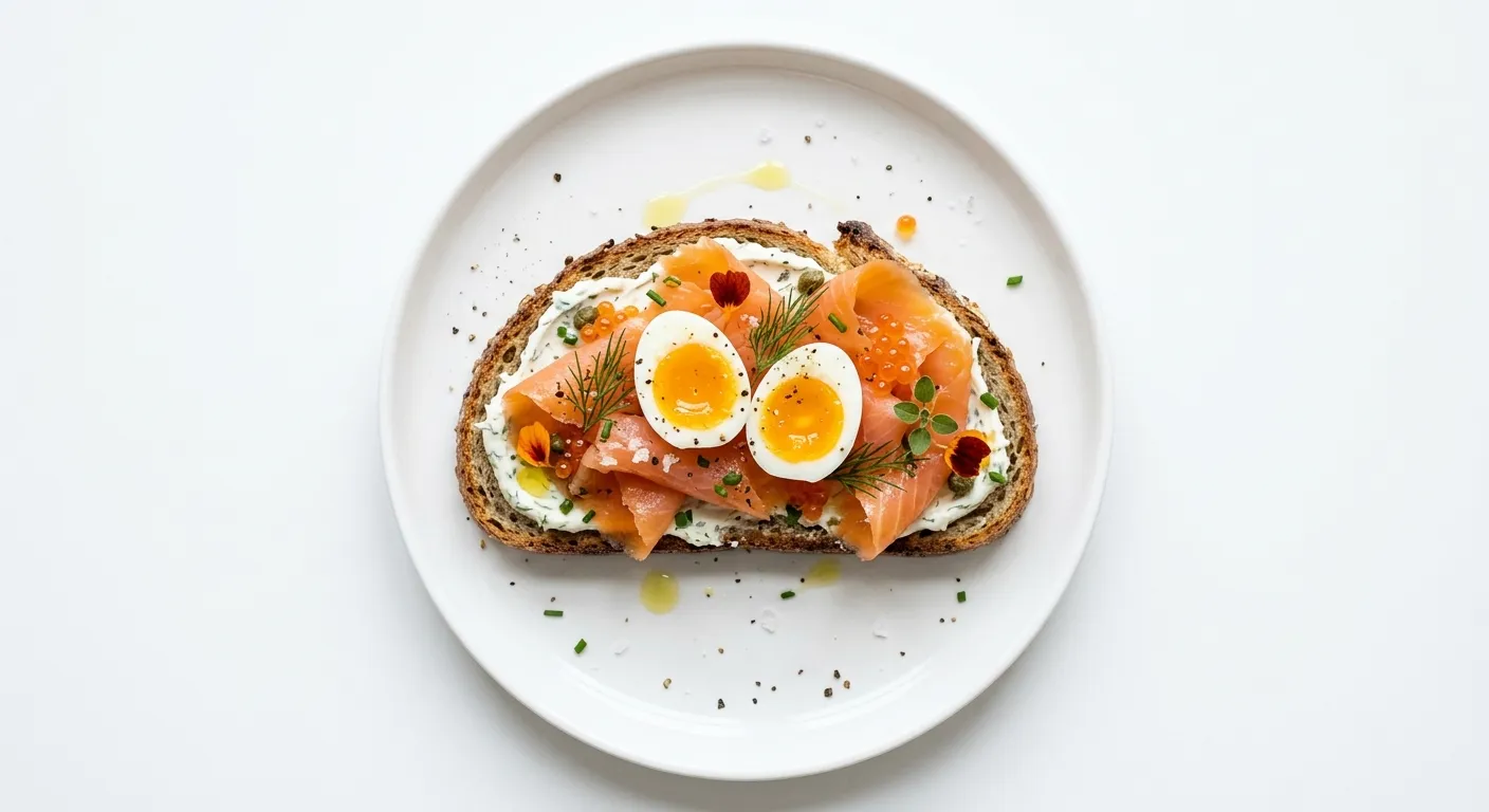 Autumnal Smoked Salmon and Quail Egg Breakfast Tartine