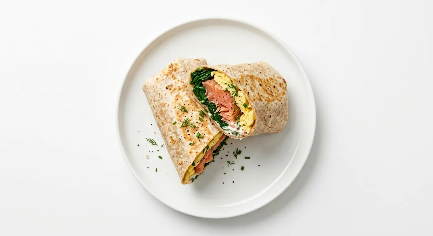 Autumnal Smoked Salmon and Spinach Breakfast Wrap