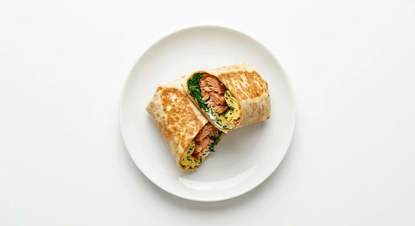 Autumnal Smoked Trout and Spinach Breakfast Wrap