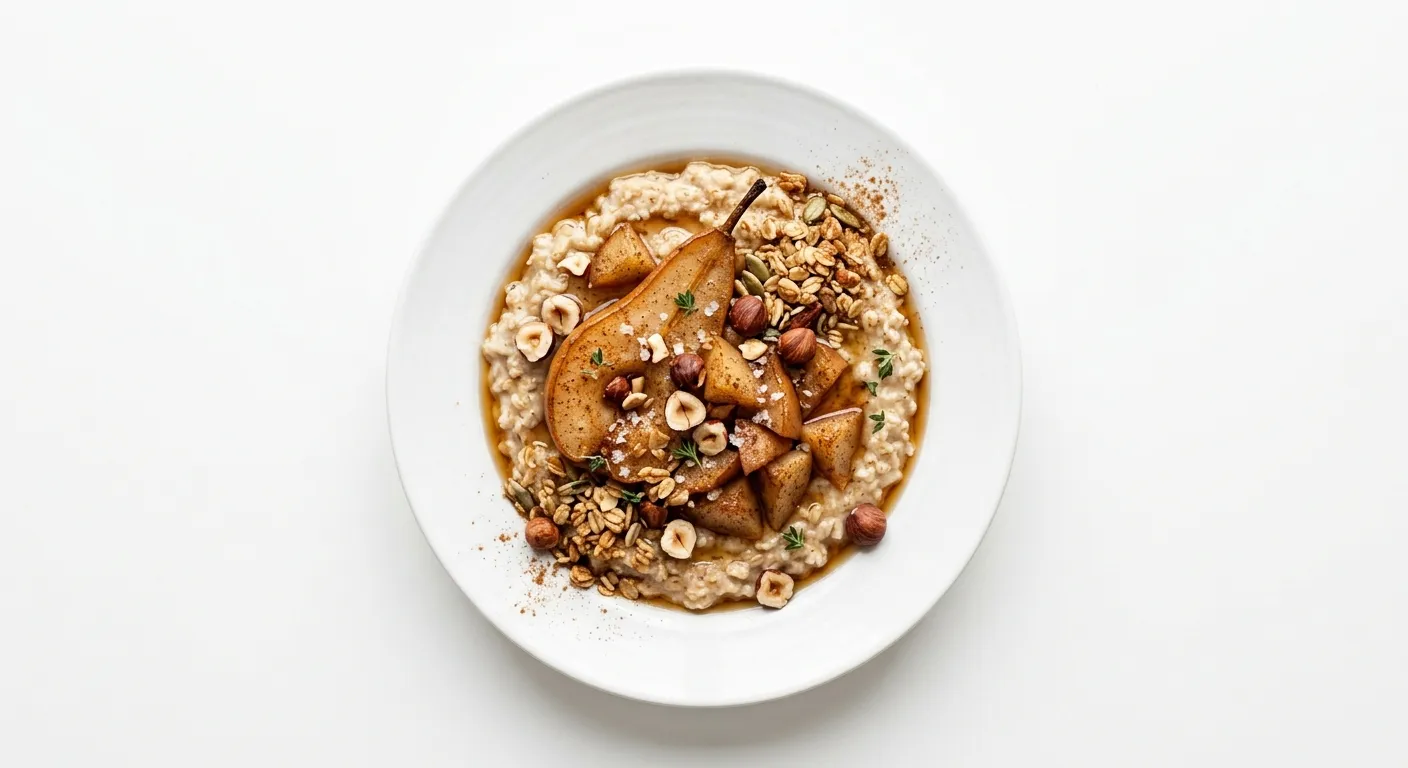 Autumnal Spiced Pear and Hazelnut Breakfast Bowl