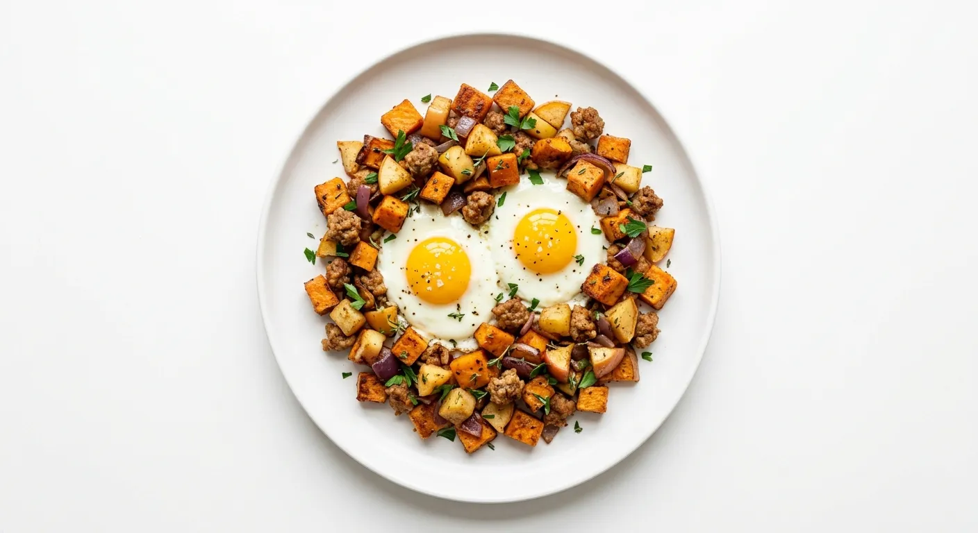 Autumnal Spiced Sweet Potato and Apple Breakfast Hash