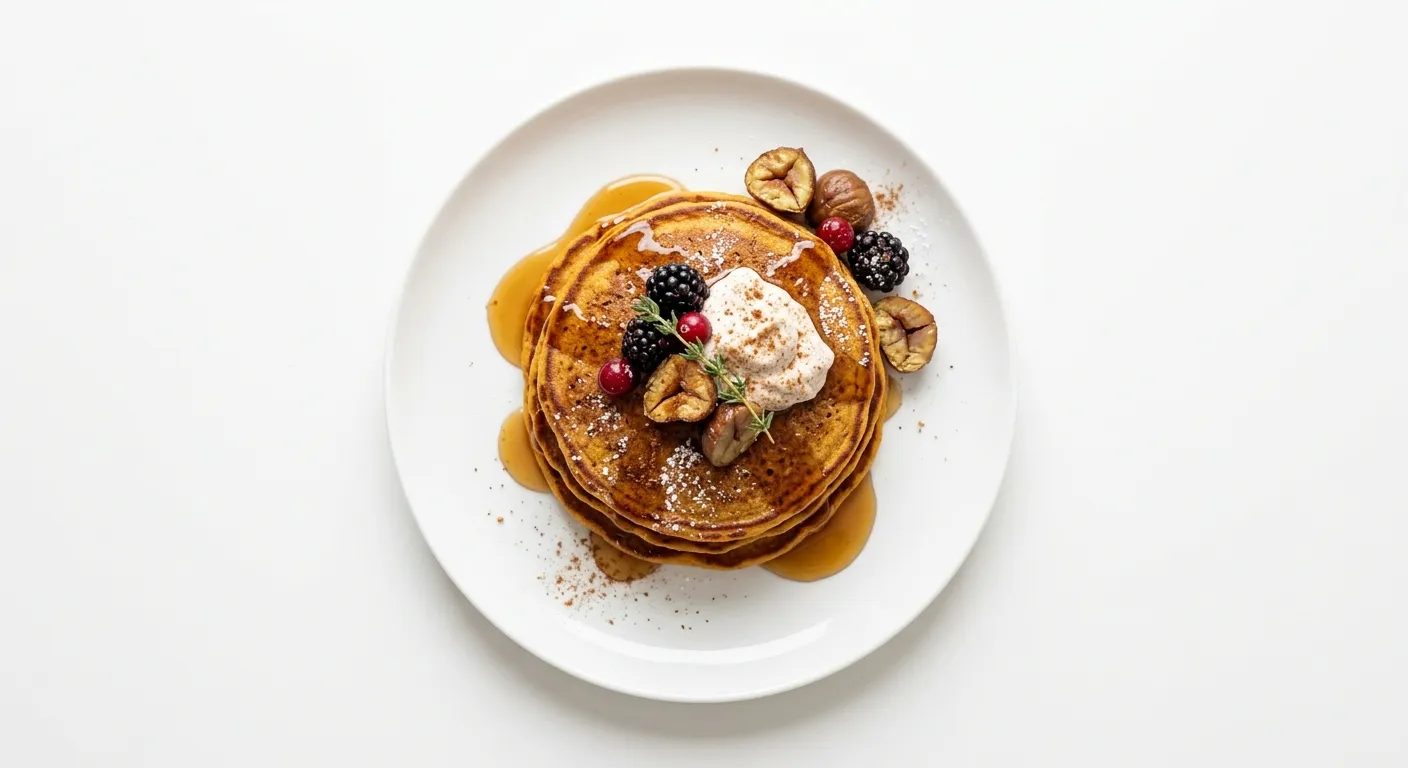 Autumnal Spiced Sweet Potato and Chestnut Pancakes