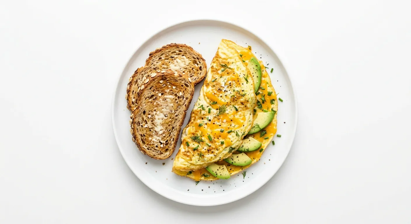 Avocado and Cheese Omelette with Whole Grain Toast