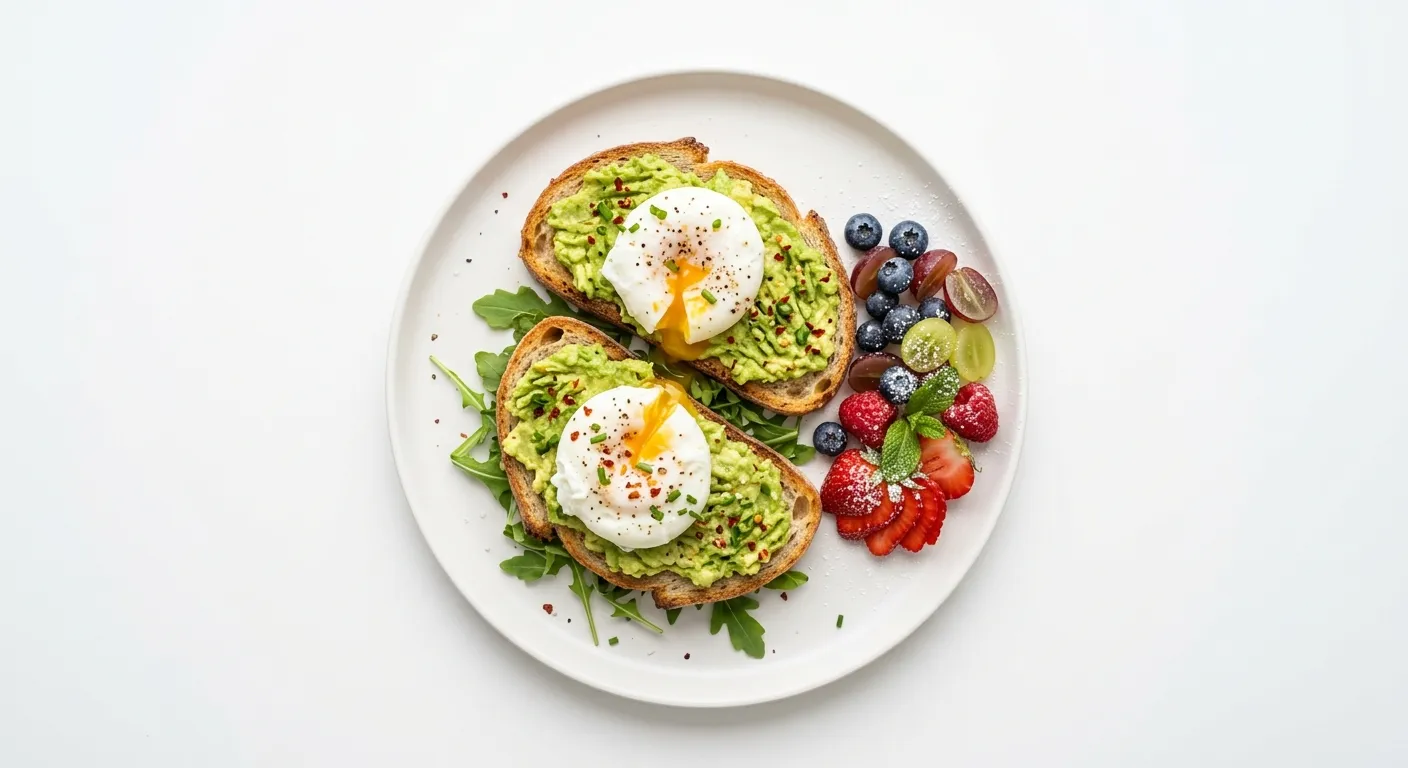 Hearty Avocado and Egg Toast with Fresh Fruit