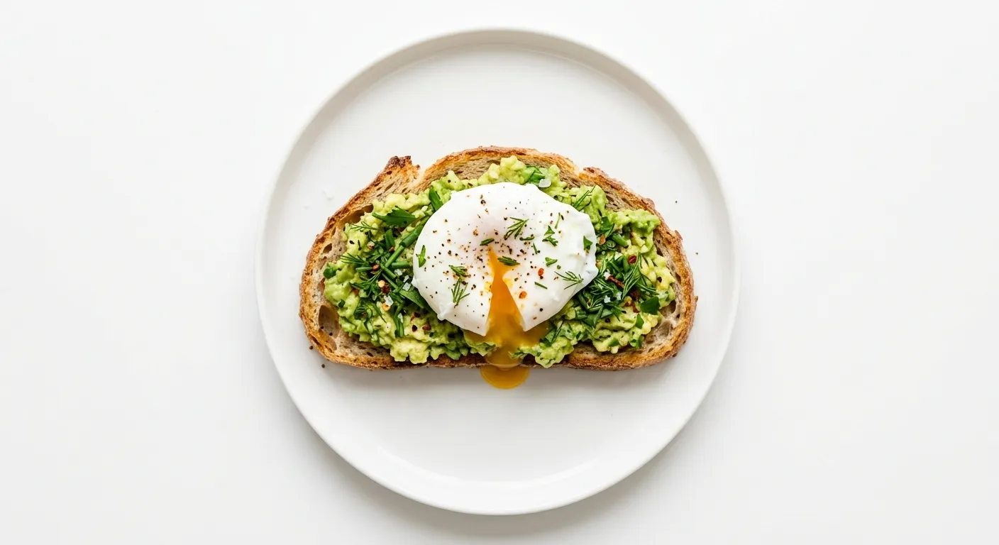 Avocado and Herb Toast with Poached Egg