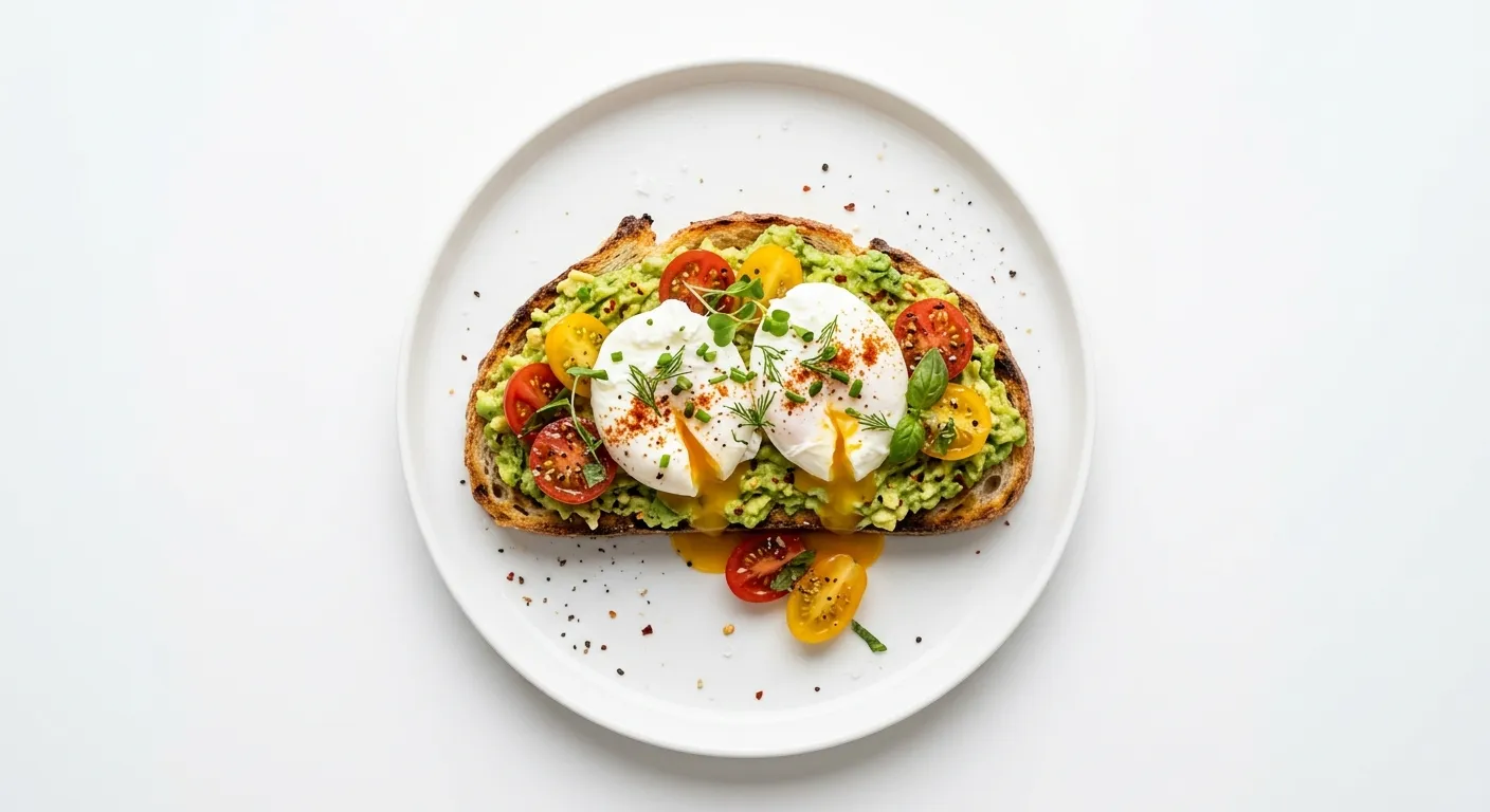 Avocado Toast with Poached Eggs and Tomato