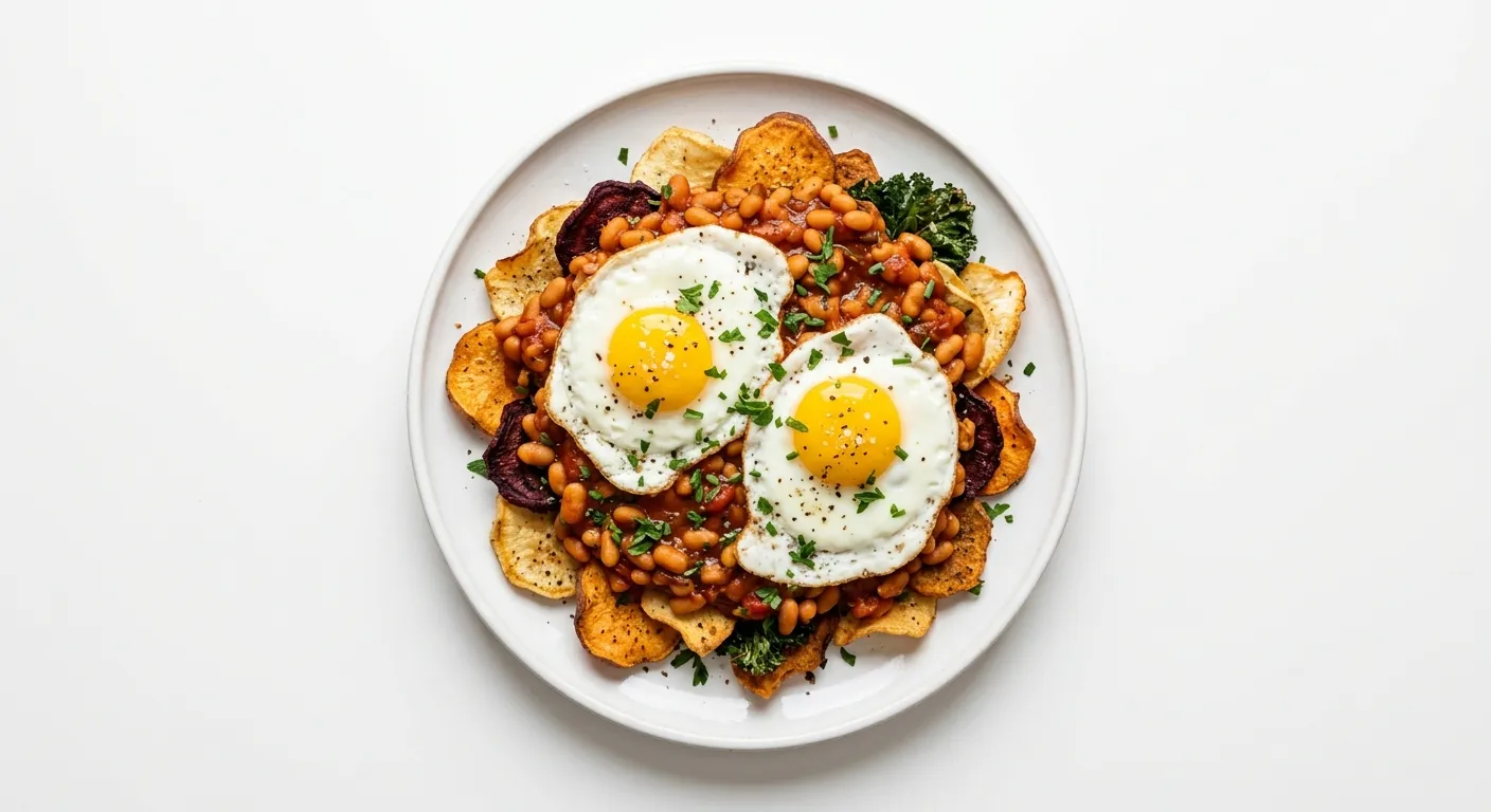 Baked Bean and Egg Veggie Chips