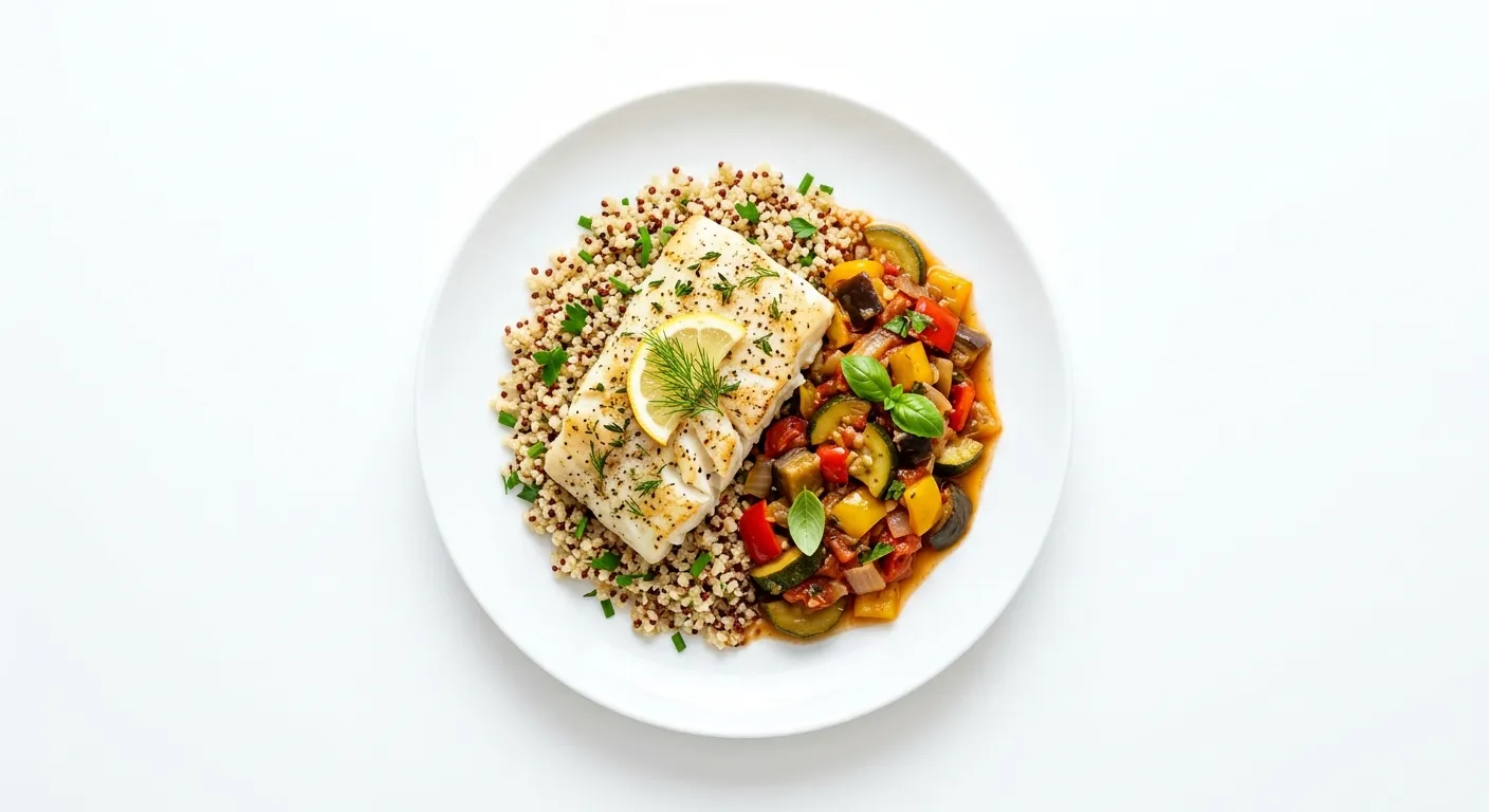 Baked Cod with Ratatouille and Quinoa