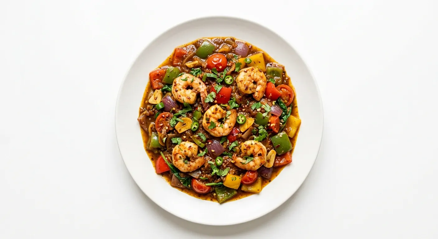 Balti Prawns and Vegetables in Thick Sauce