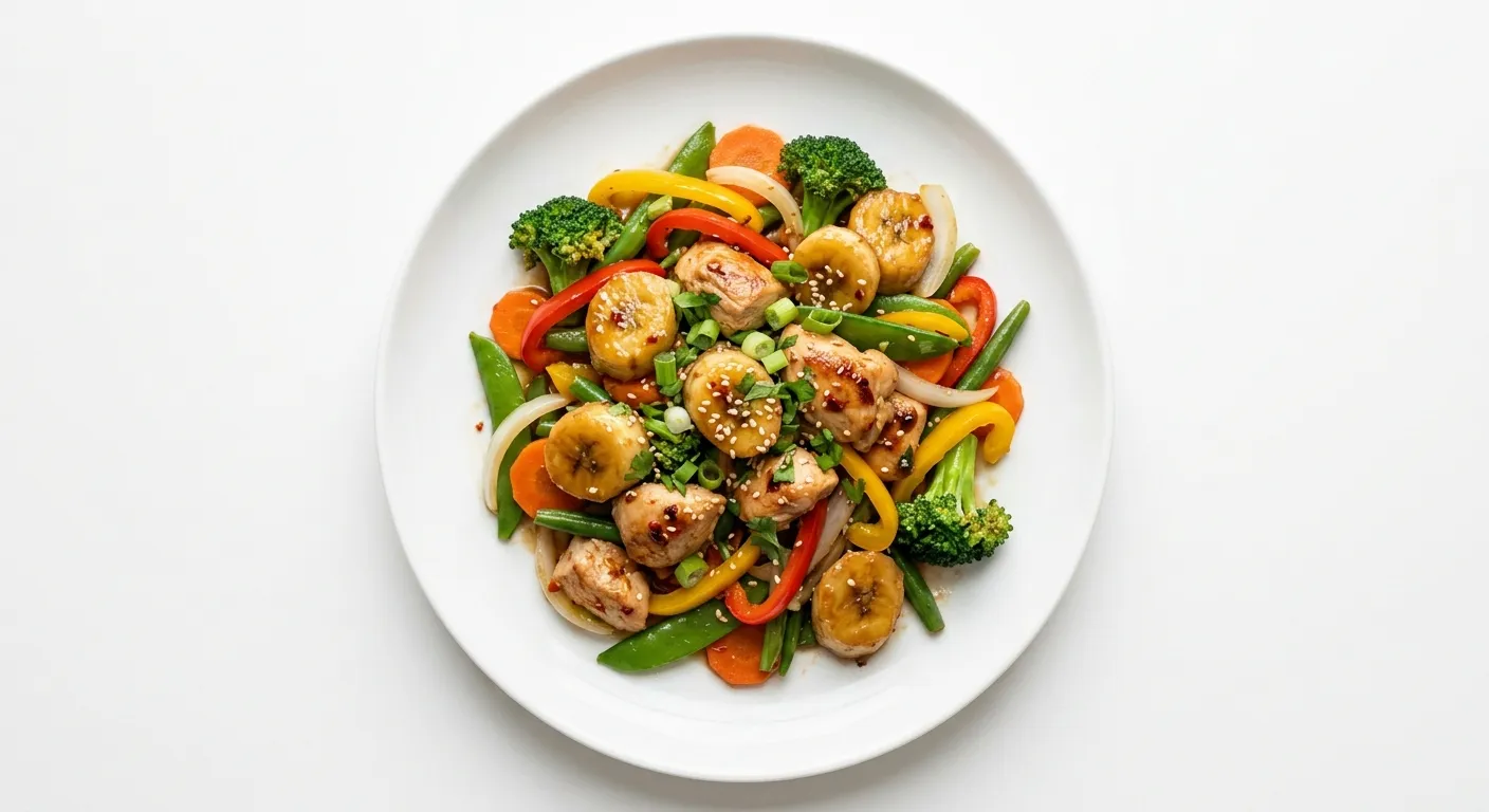 Banana and Chicken Stir-Fry with Vegetables