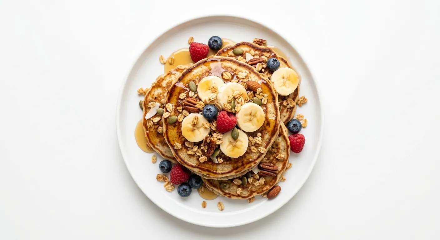 Banana Granola Pancakes