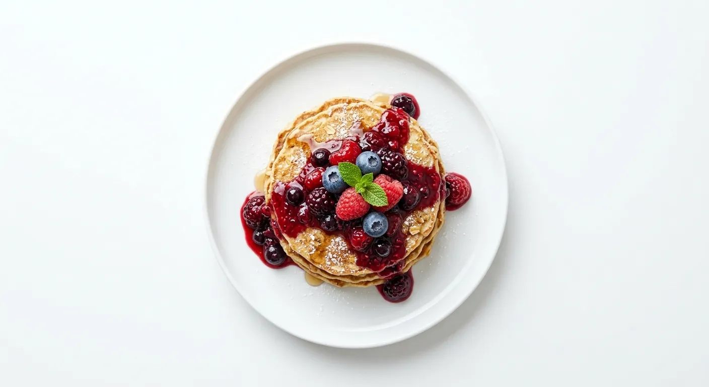 Banana Oat Pancakes with Berry Compote