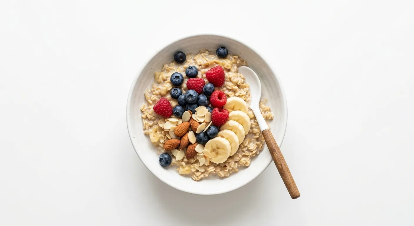 Banana Oatmeal with Almonds and Berries