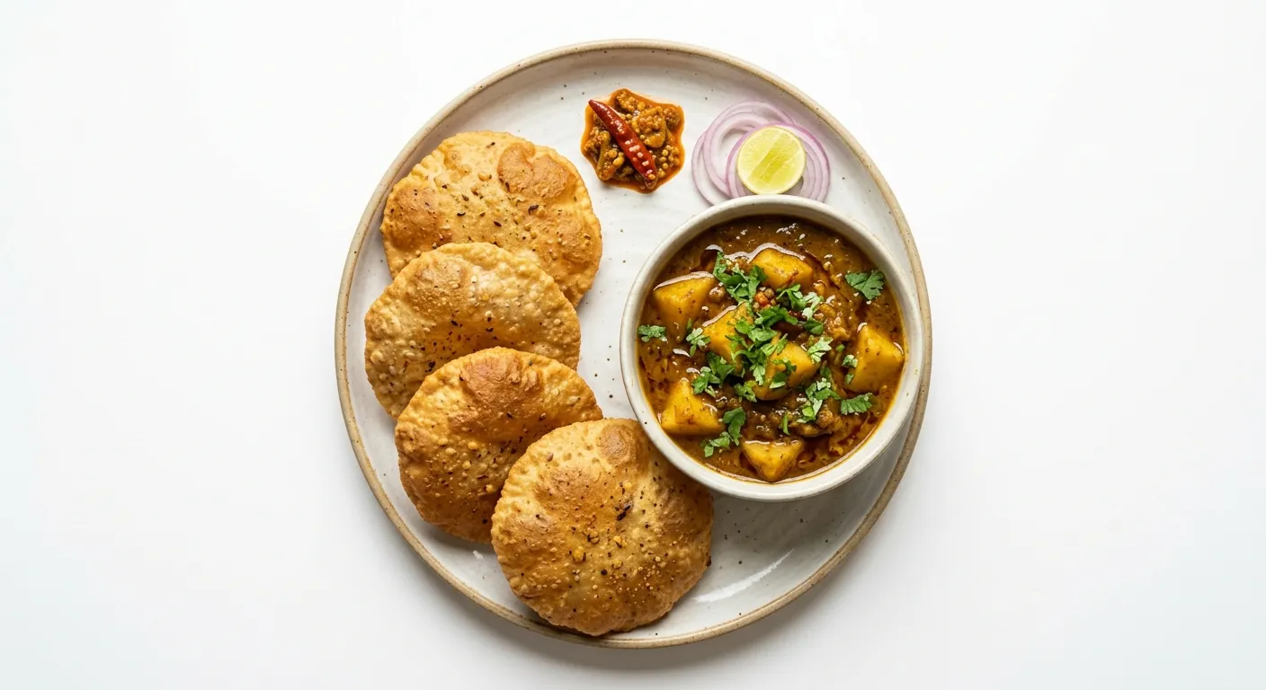 Bedmi Puri with Spicy Potato Curry