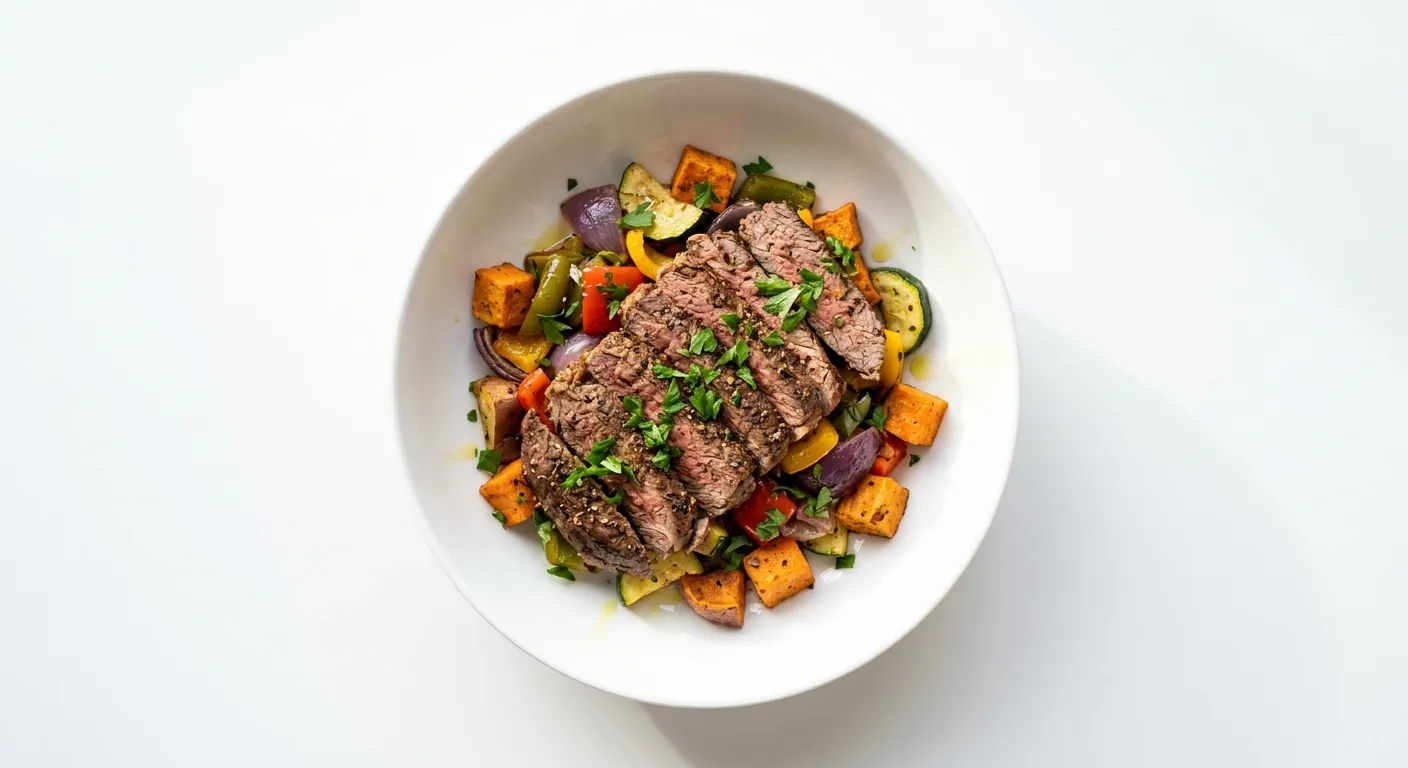 Beef and Roasted Vegetable Quinoa-Free Bowl