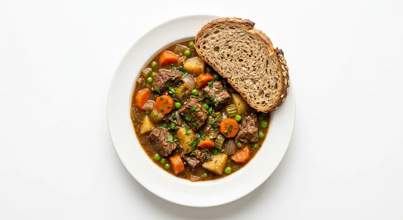 Hearty Beef and Vegetable Stew with Whole Grain Bread
