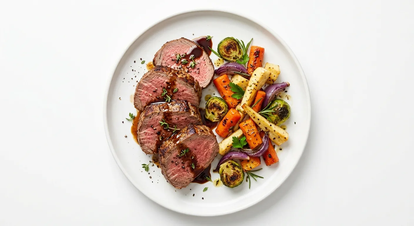 Beef Tenderloin with Balsamic Glaze and Roasted Vegetables