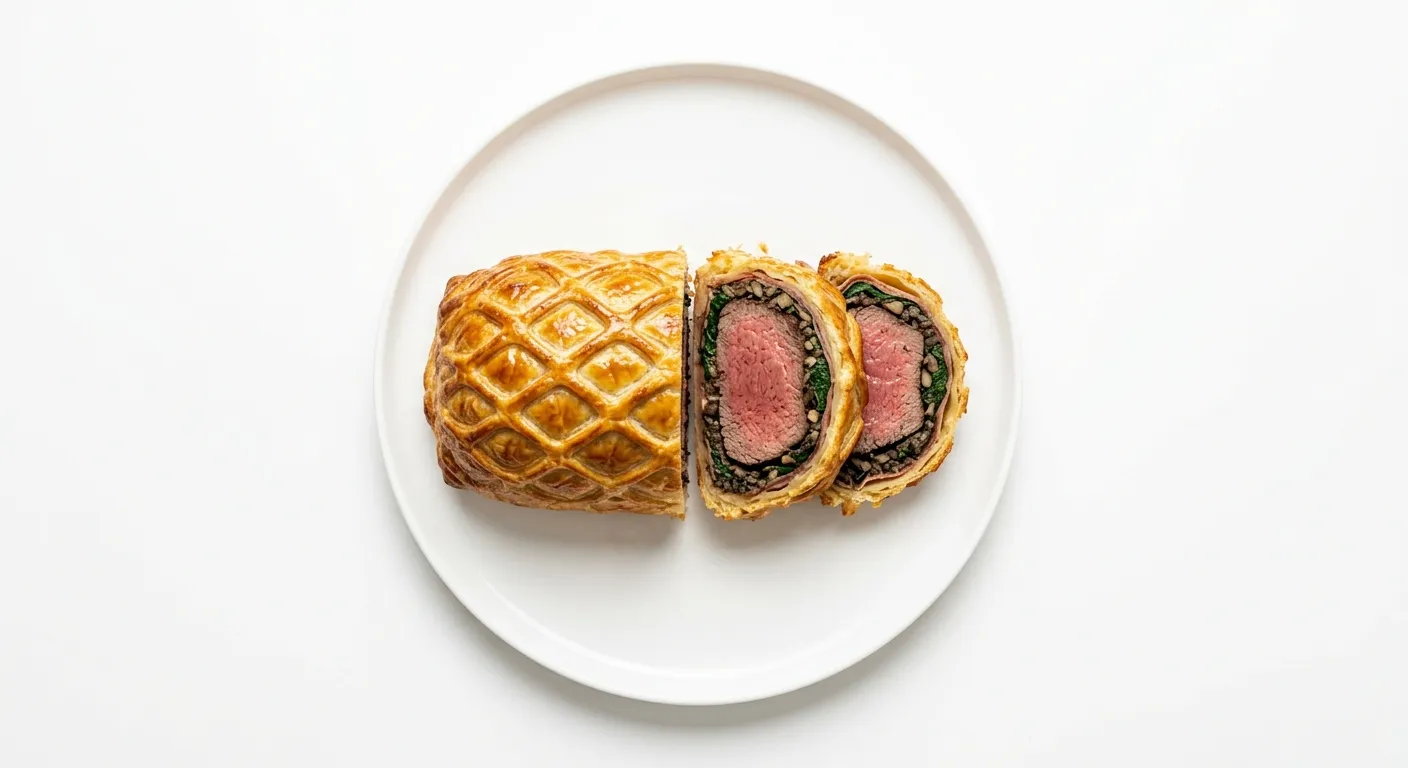 Beef Wellington with Mushroom Duxelles and Spinach