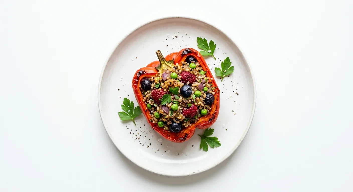 Autumn Berry and Pea Stuffed Bell Peppers