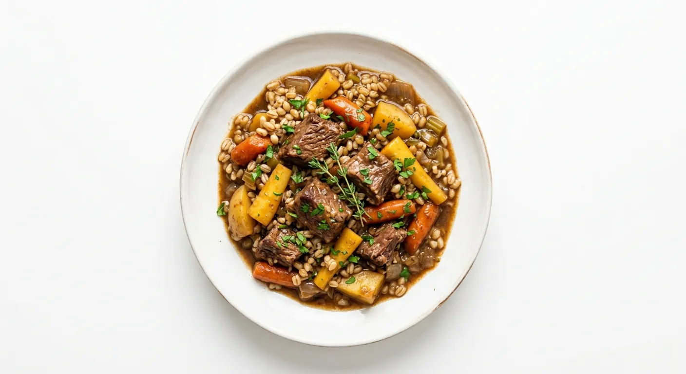 Braised Beef with Root Vegetables and Barley