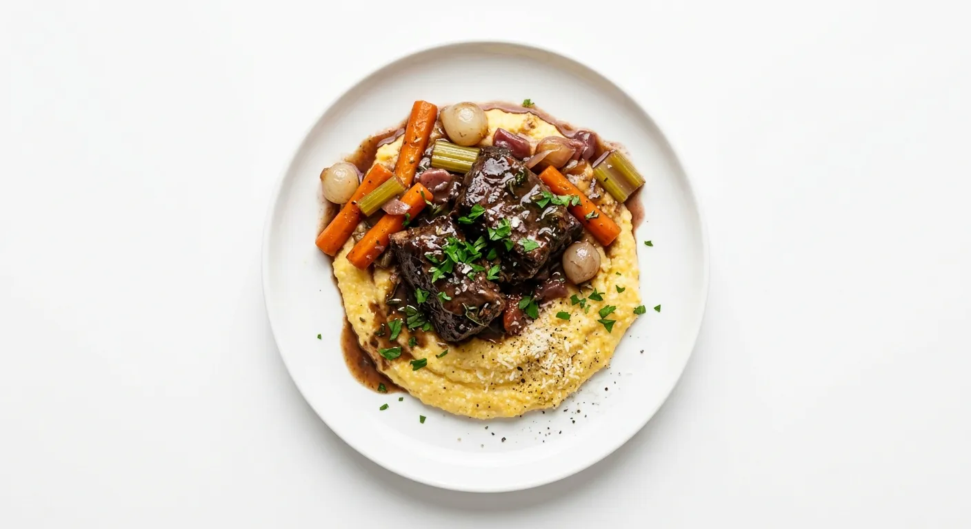 Braised Beef with Autumn Vegetables and Polenta
