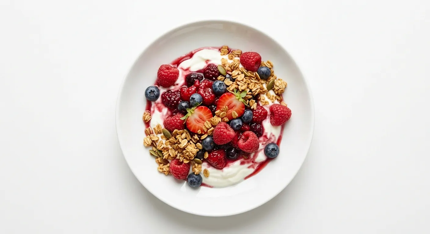 Breakfast Berry Medley with Yogurt and Granola