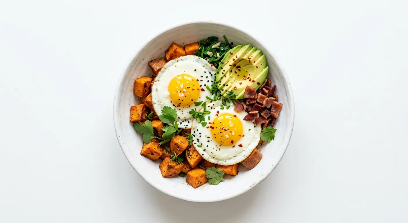 Hearty Breakfast Bowl with Eggs and Sweet Potatoes