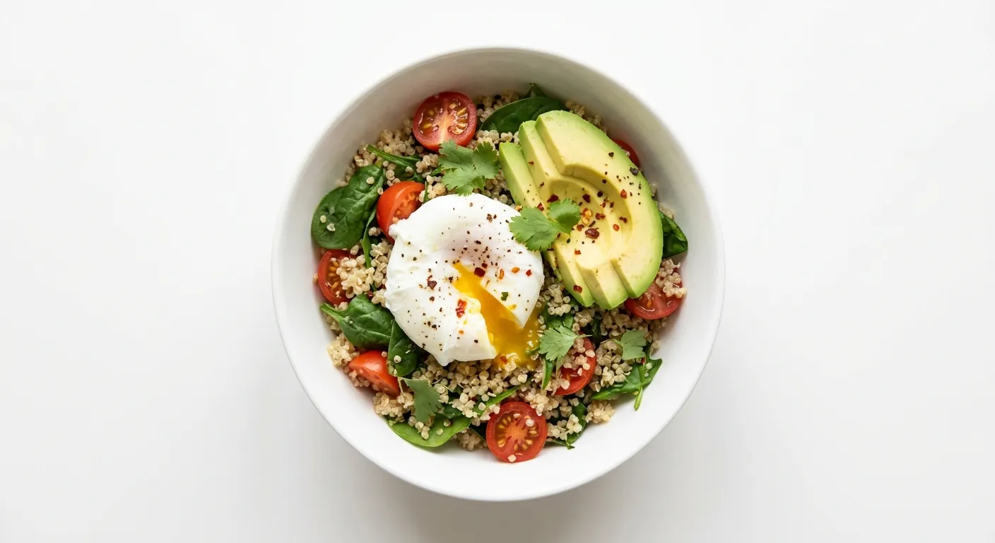 Autumn Breakfast Bowl with Poached Egg and Avocado
