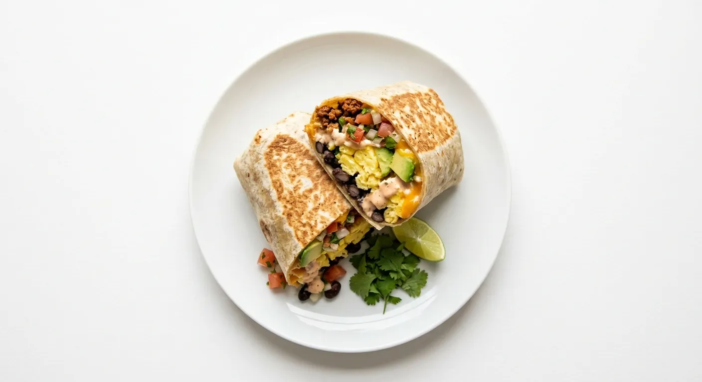 Hearty Breakfast Burrito with Avocado and Beans