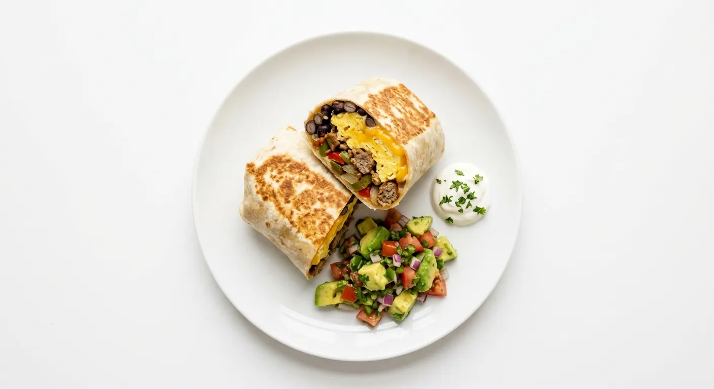 Hearty Breakfast Burrito with Avocado and Eggs