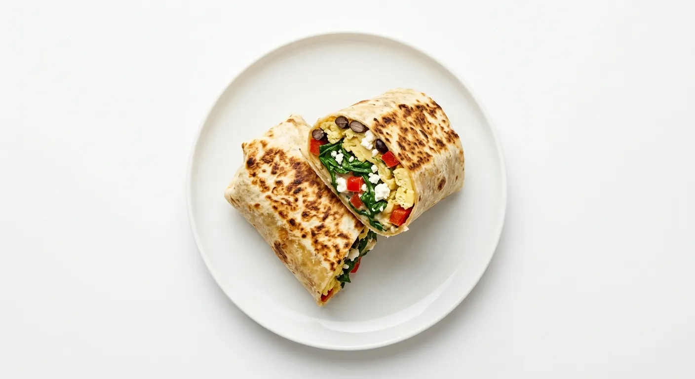 Gourmet Breakfast Burrito with Spinach and Feta
