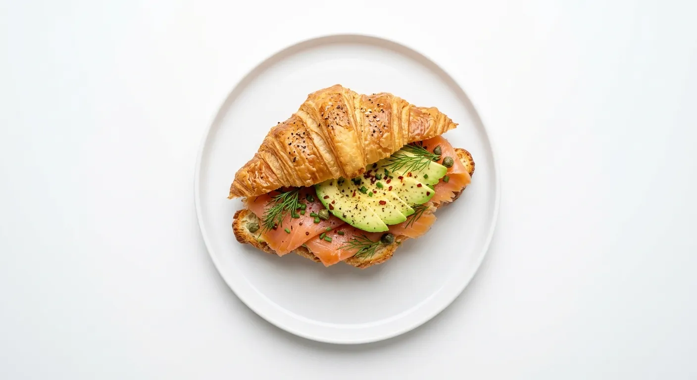 Autumn Breakfast Croissant with Smoked Salmon and Avocado