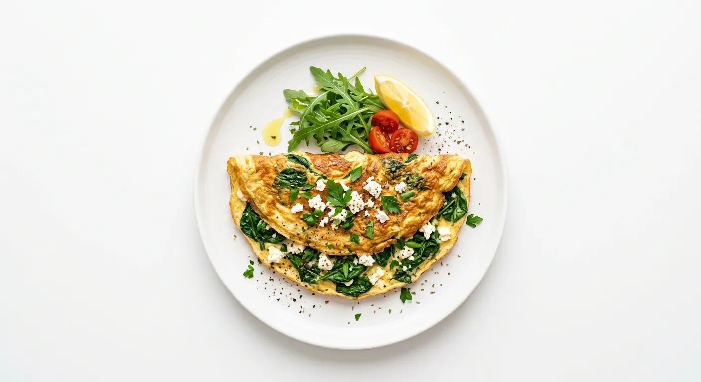 Autumn Breakfast Omelette with Spinach and Feta