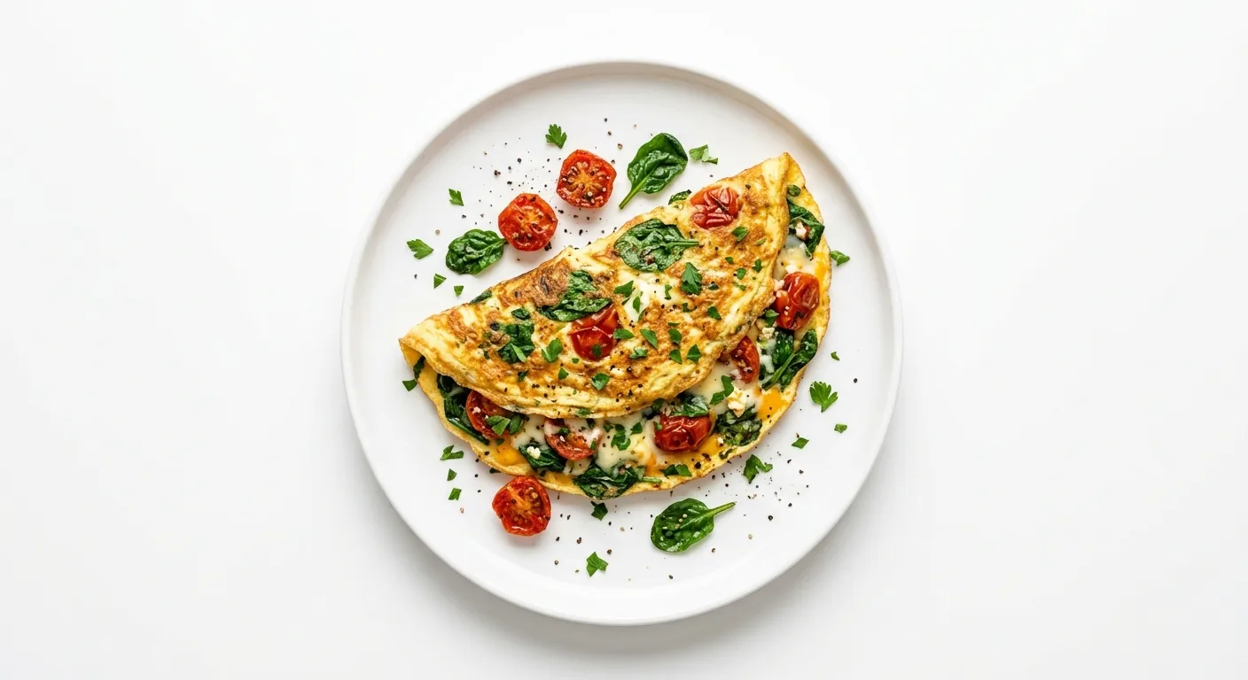 Hearty Breakfast Omelette with Spinach and Tomatoes