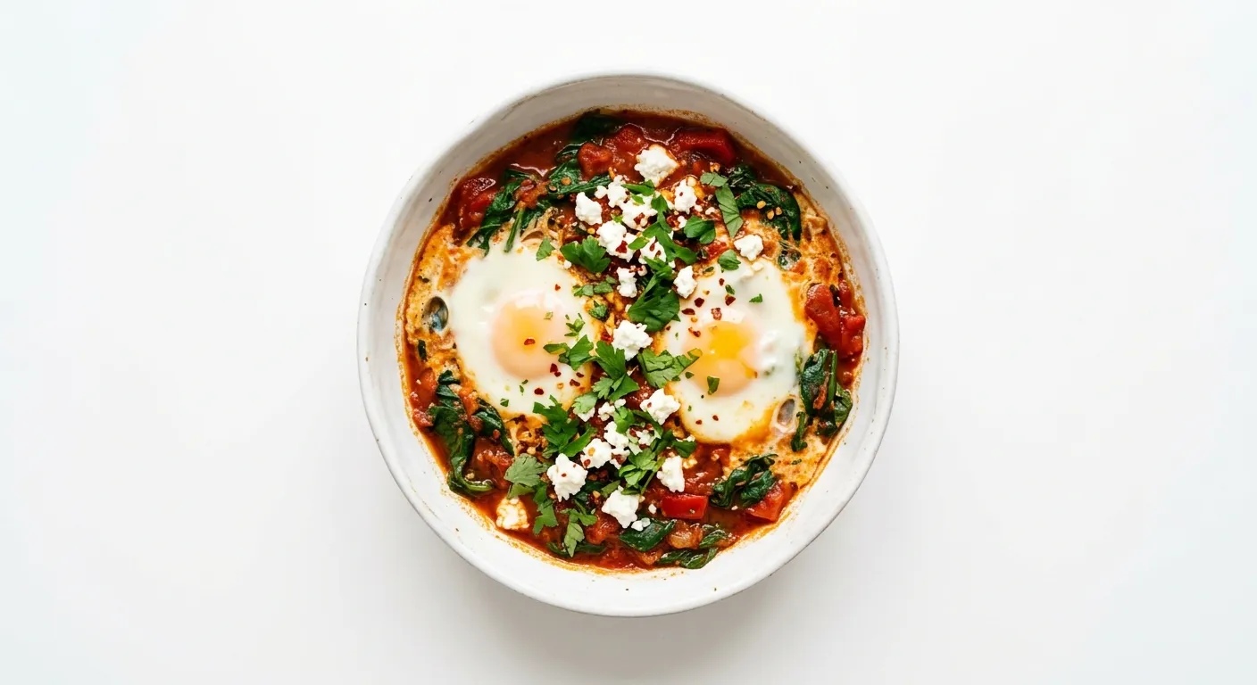 Autumn Breakfast Shakshuka with Spinach and Feta