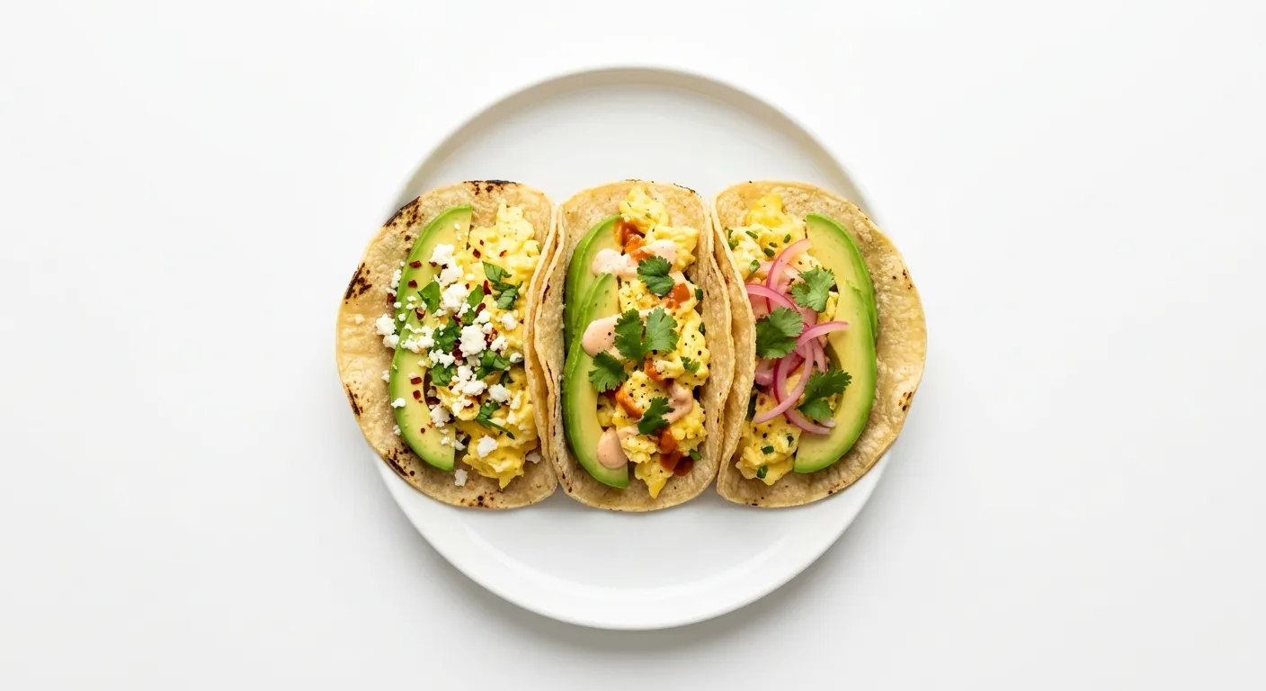 Gourmet Breakfast Tacos with Scrambled Eggs and Avocado