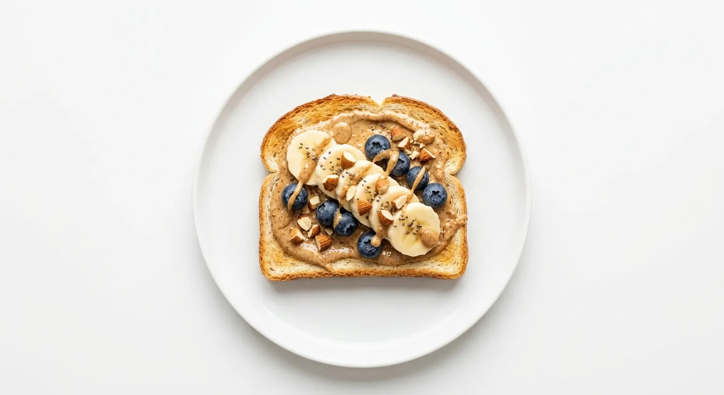 Breakfast with White Bread and Almond Butter