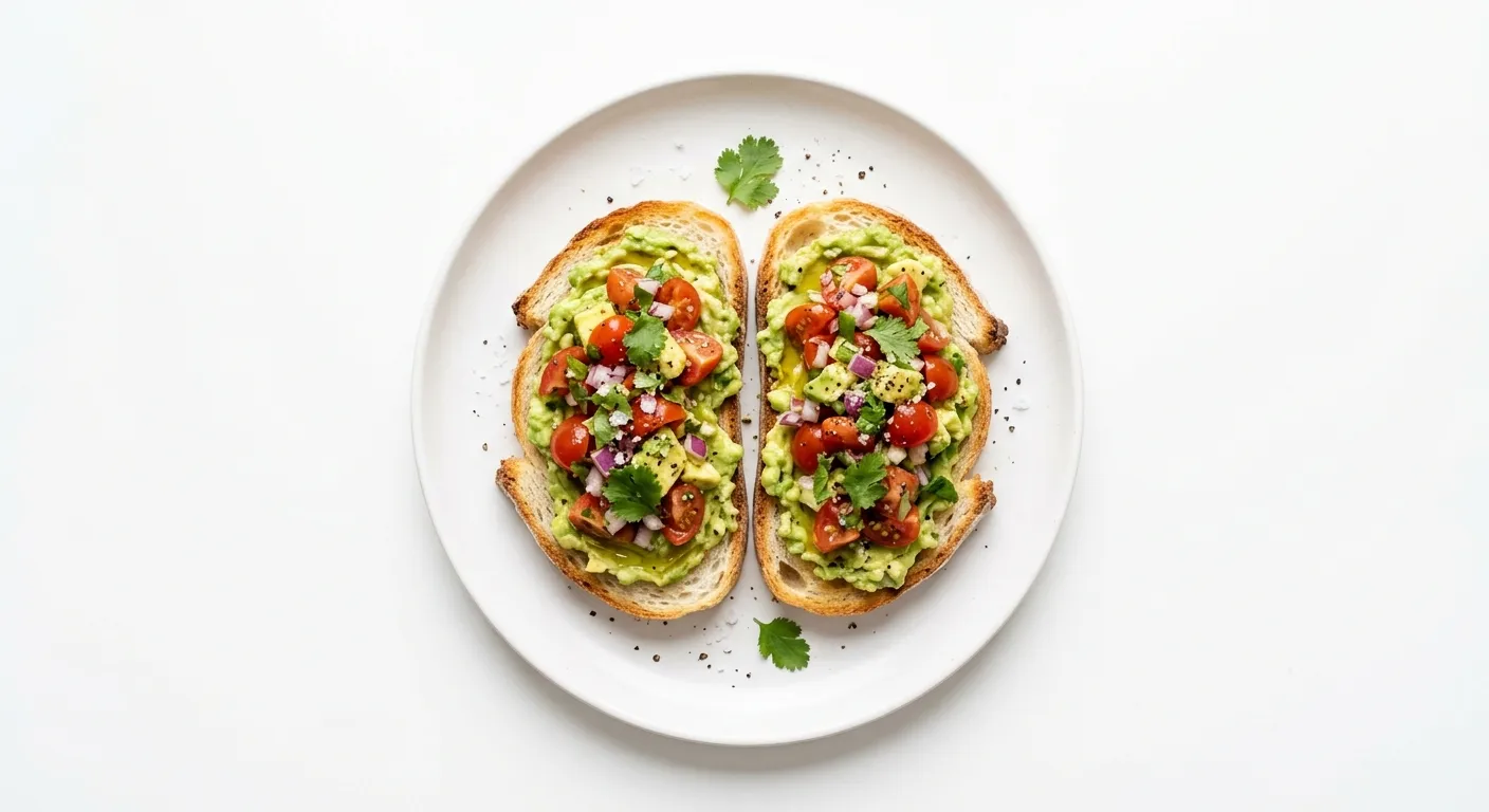 Breakfast with White Bread and Avocado Tomato Salsa